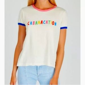 New Wildfox CabanaCation cotton Johnny Ringer tee short sleeves pink blue Small